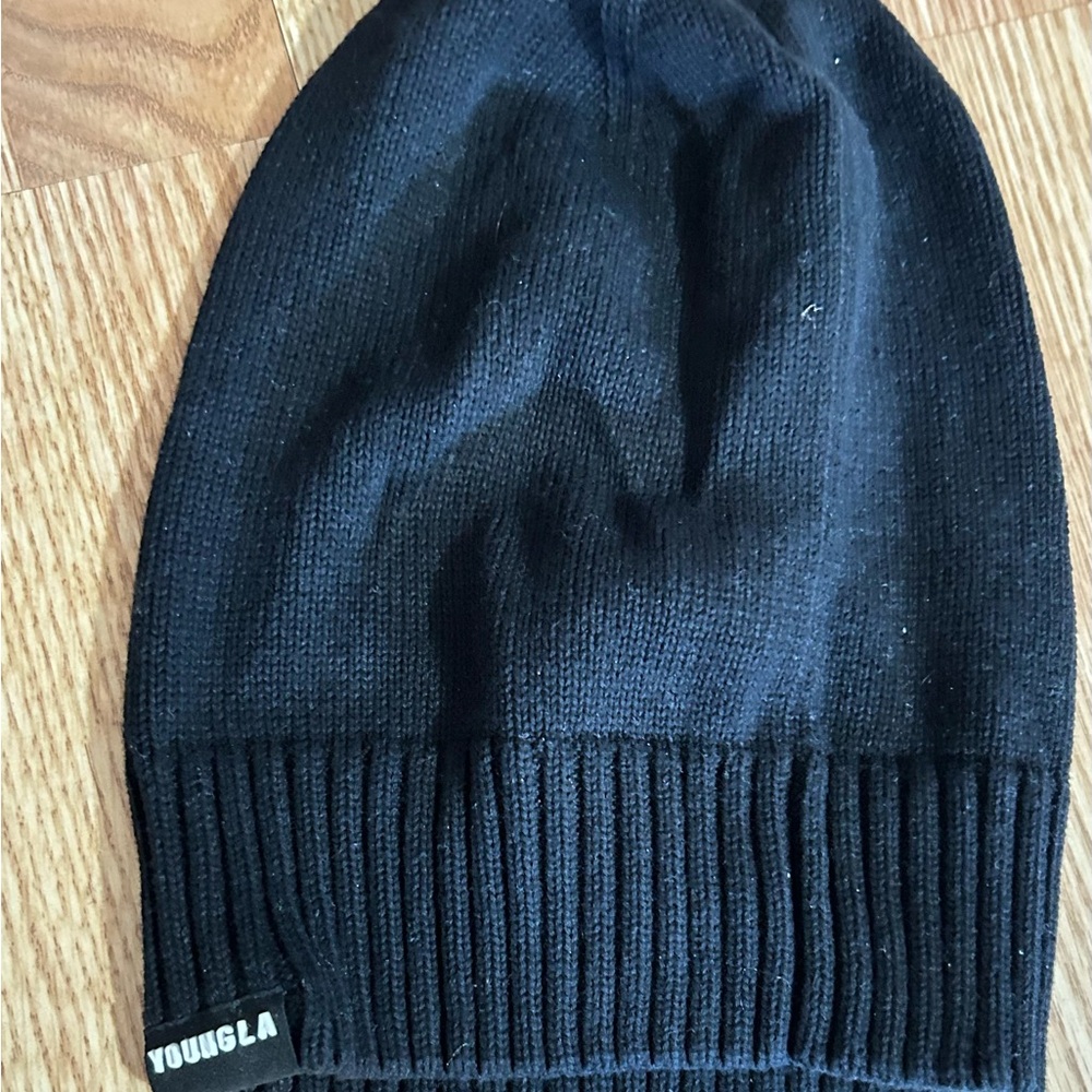 YoungLA Black Knit Beanie